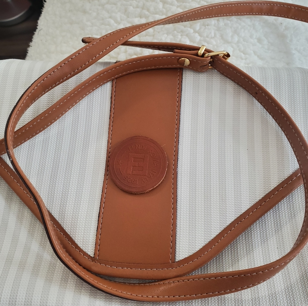 Vintage authentic white and brown Fendi bag